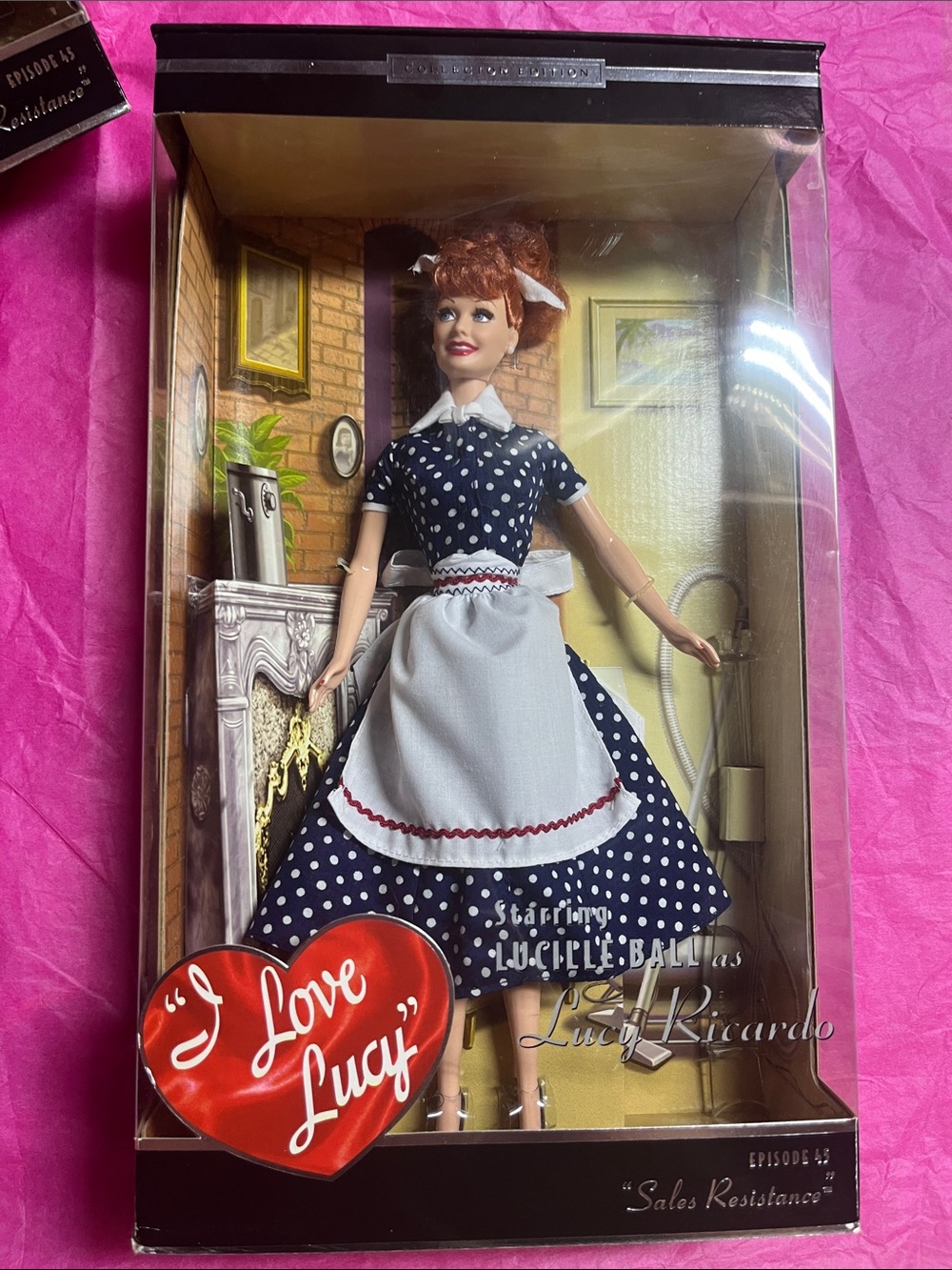 Mattel I Love Lucy Navy Polka Dot Dress Doll with White Apron